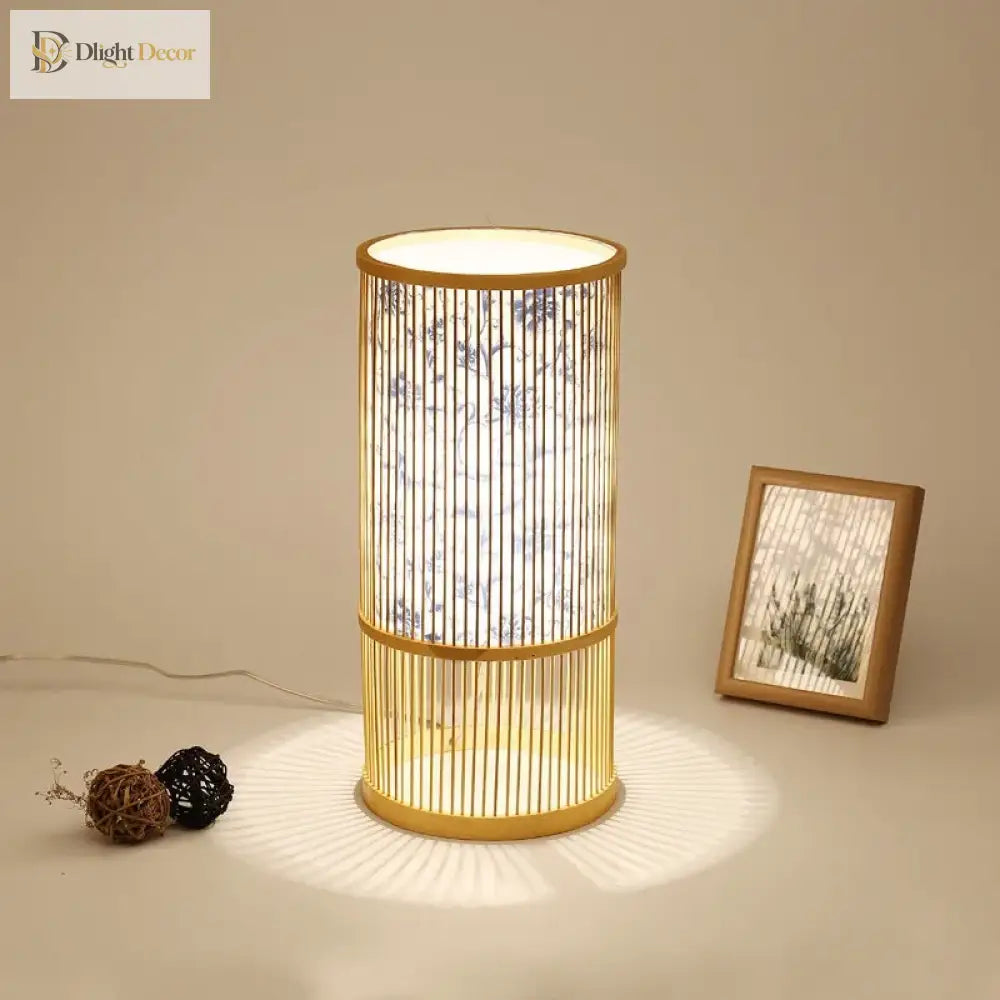 Style Bamboo Weaving Table Lamp - Creative Rattan Bedside Lighting