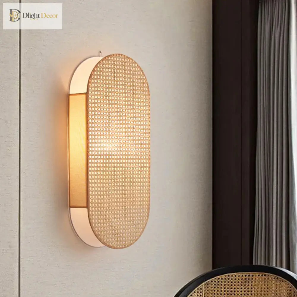 Style Rattan Wall Lamp - Vintage Elegance With Japanese Wabi Sabi Hand - Woven Design Wall Lamp