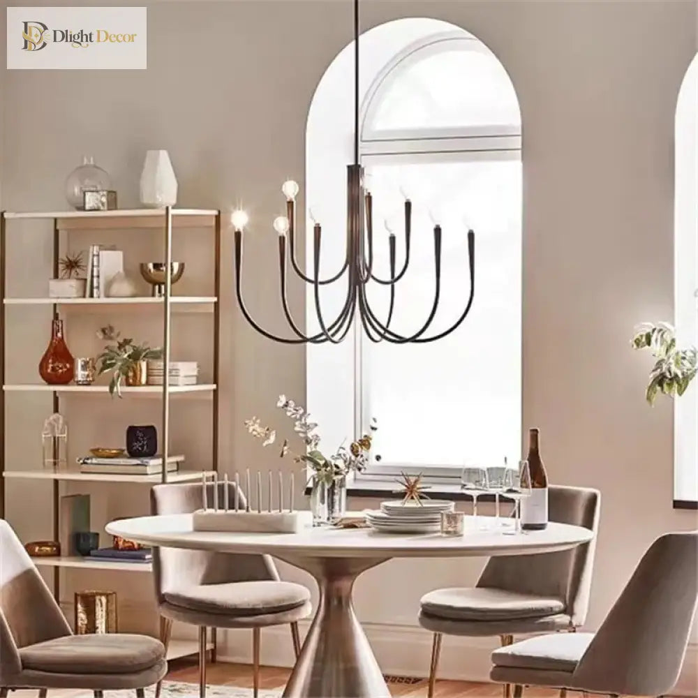 Swoop Arm Chandelier - Retro Elegance For Luxurious Living And Dining Spaces Ceiling Light