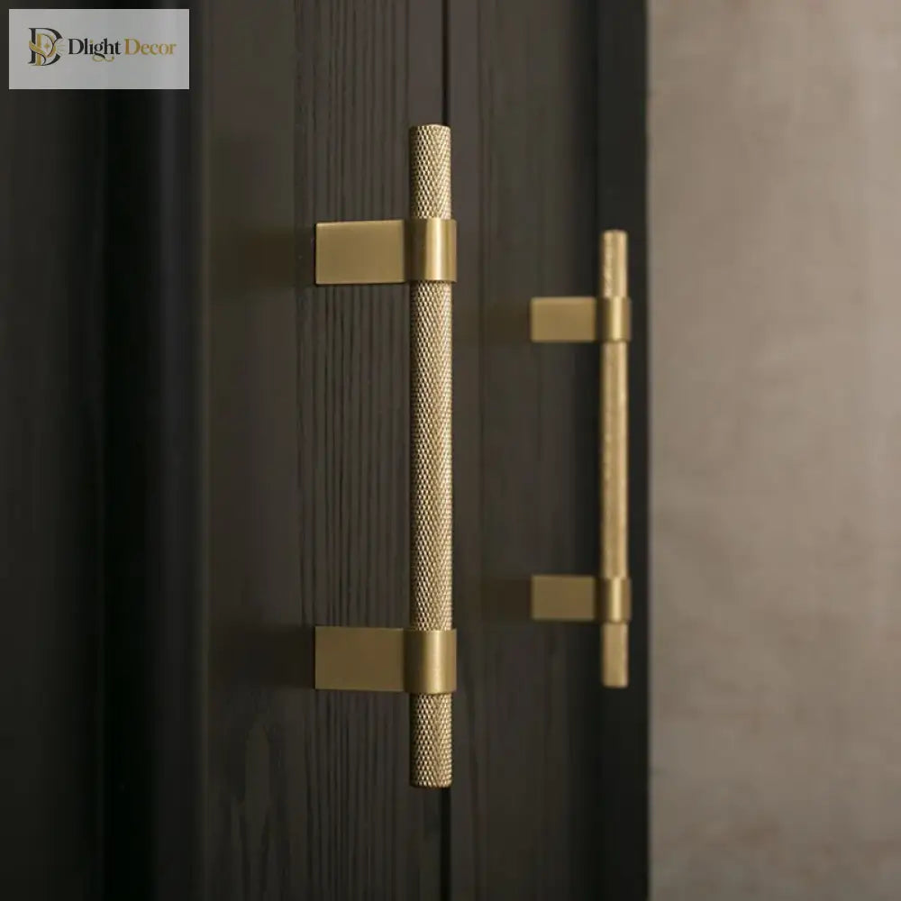 Gold Black Textured Furniture Handle Brass Wardrobe Mesh Pulls Drawer Cabinet Knobs Modern French Door Bar Handles