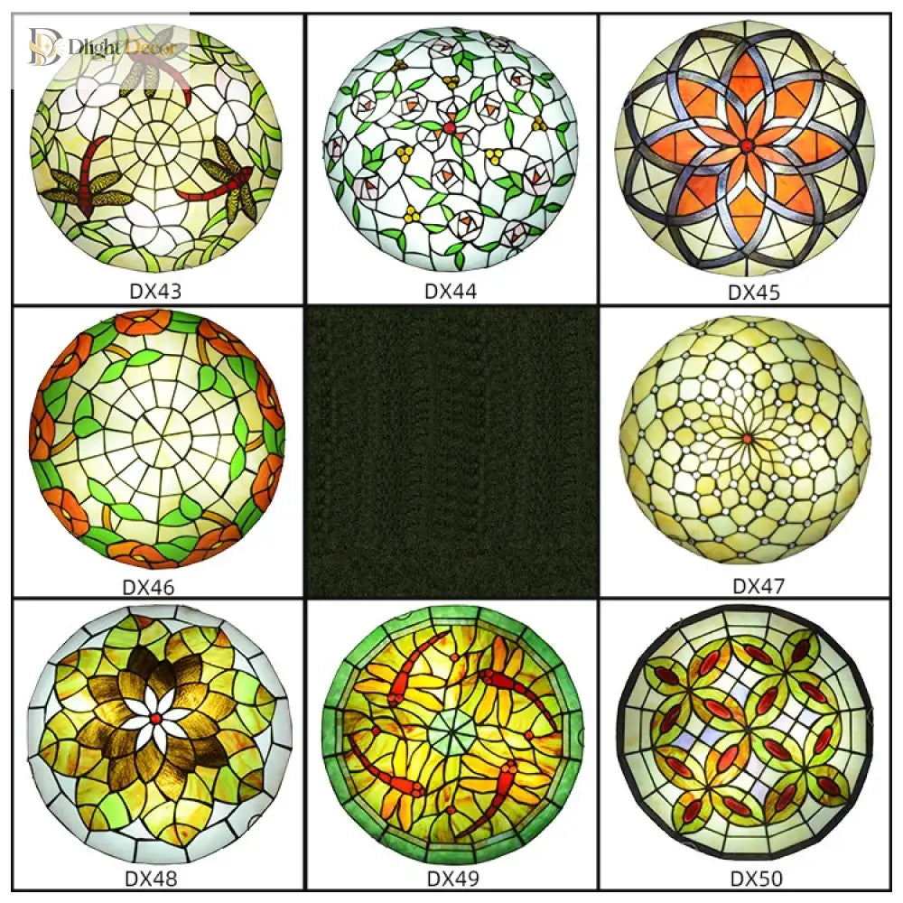 Tiffany Stained Glass Round Ultra - Thin Ceiling Lamp - Elegance For Balconies Corridors Bedrooms