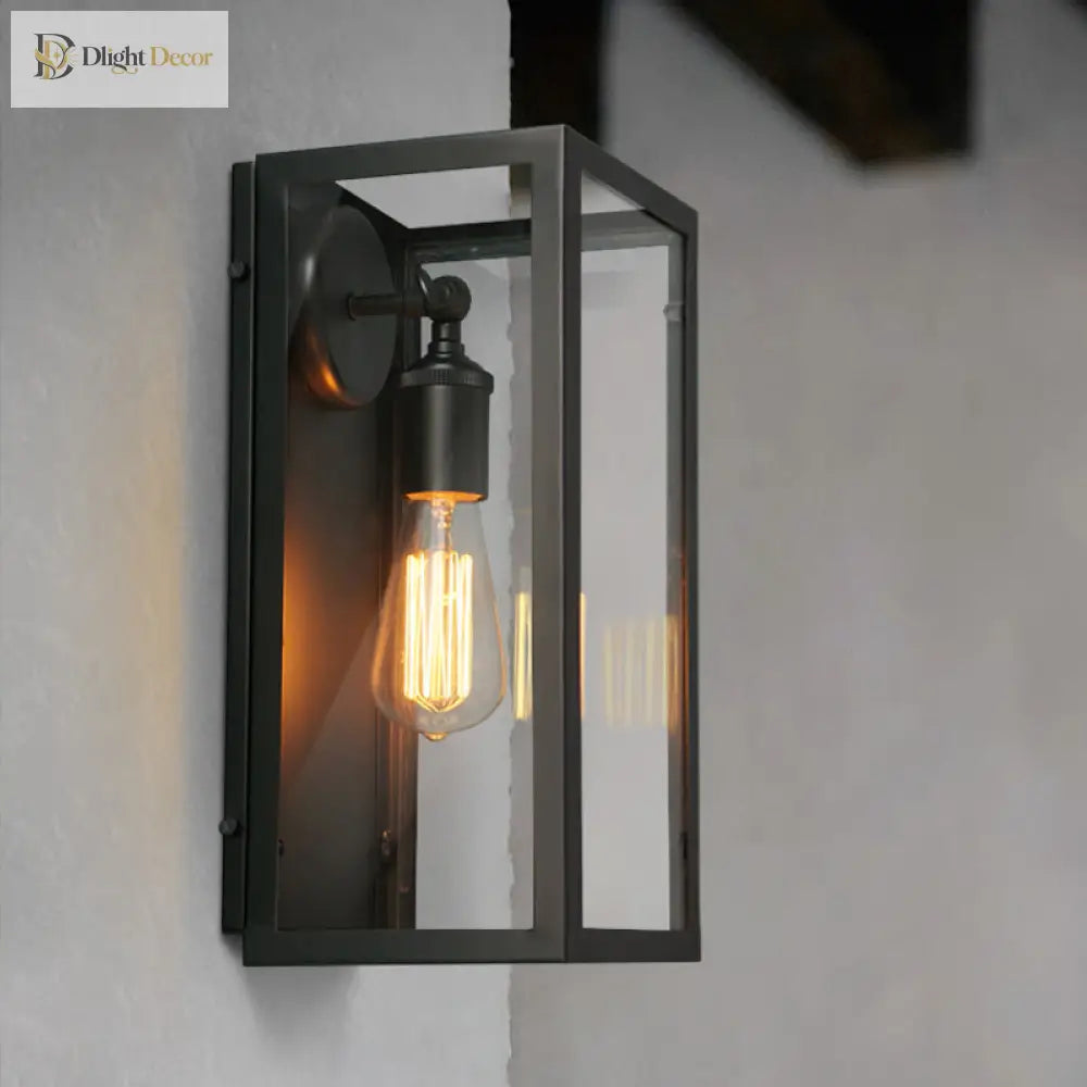 Timeless Elegance: Black Glass Rectangle Wall Sconce