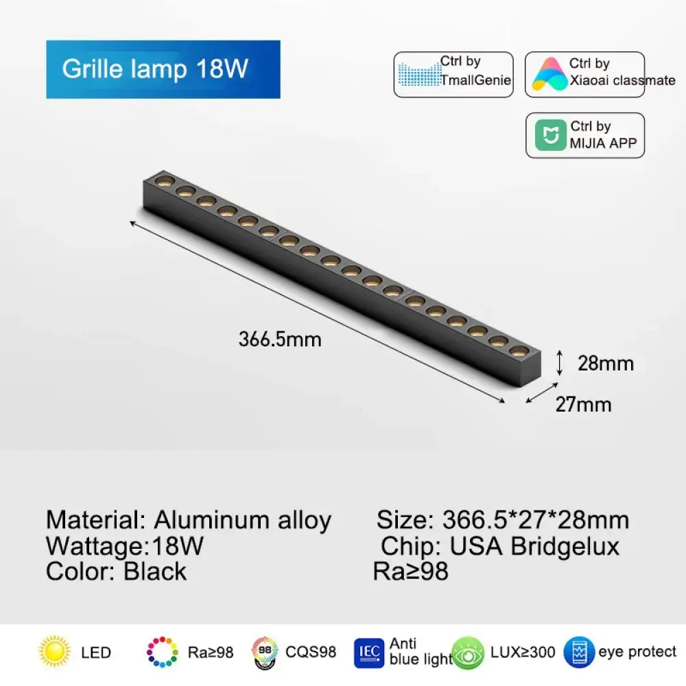 Ultra-Thin LED Grille Light with Magnetic Track and Intelligent APP Control 18W / CHINA ceiling light