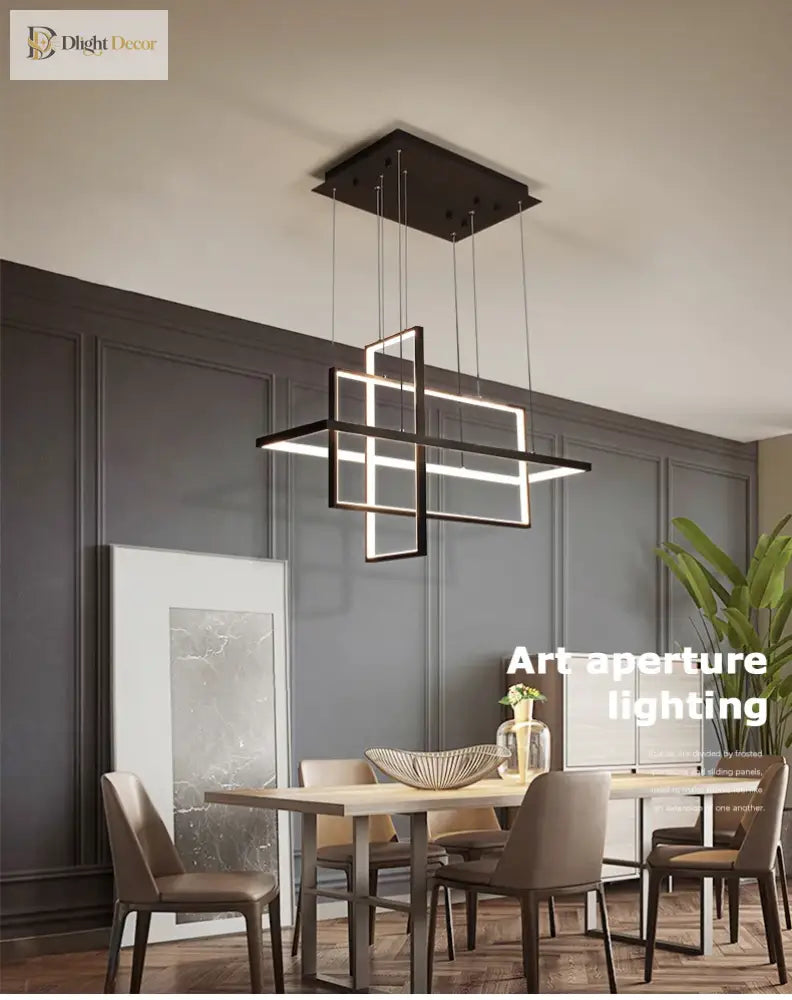 Sleek Led Rectangular Chandelier Light - Perfect For Kitchen Dining Living Room And Bedroom Decor