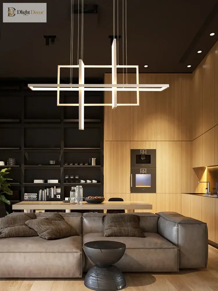 Sleek Led Rectangular Chandelier Light - Perfect For Kitchen Dining Living Room And Bedroom Decor