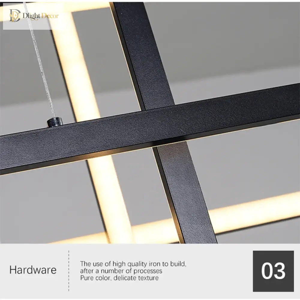 Sleek Led Rectangular Chandelier Light - Perfect For Kitchen Dining Living Room And Bedroom Decor