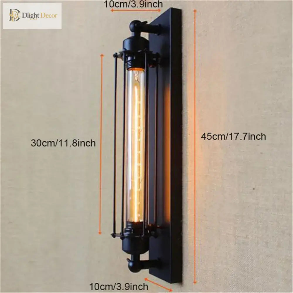 Vintage Black Rustic Wall Light With Edison Filament Bulb - Perfect For Stair Kitchen And Sconce