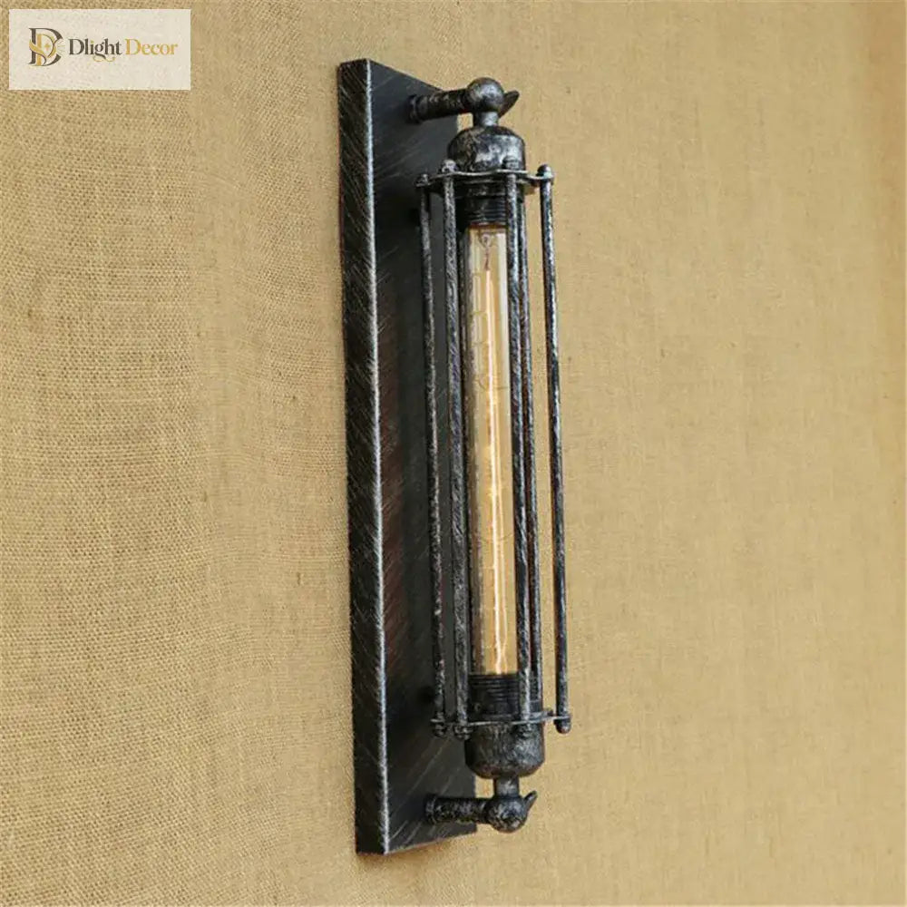 Vintage Black Rustic Wall Light With Edison Filament Bulb - Perfect For Stair Kitchen And Sconce