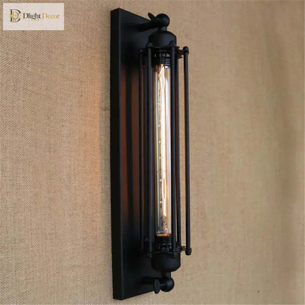 Vintage Black Rustic Wall Light With Edison Filament Bulb - Perfect For Stair Kitchen And Sconce