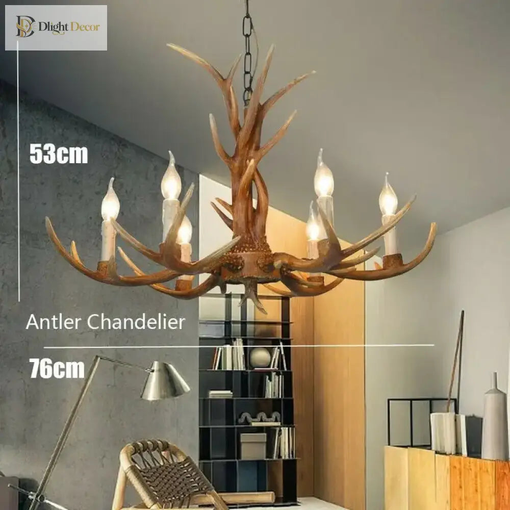 Vintage Resin Deer Horn Antler Chandelier - A Rustic Touch For Restaurant Bedroom And Living Room