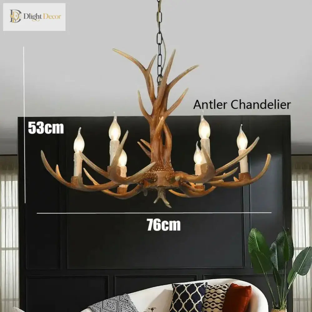 Vintage Resin Deer Horn Antler Chandelier - A Rustic Touch For Restaurant Bedroom And Living Room