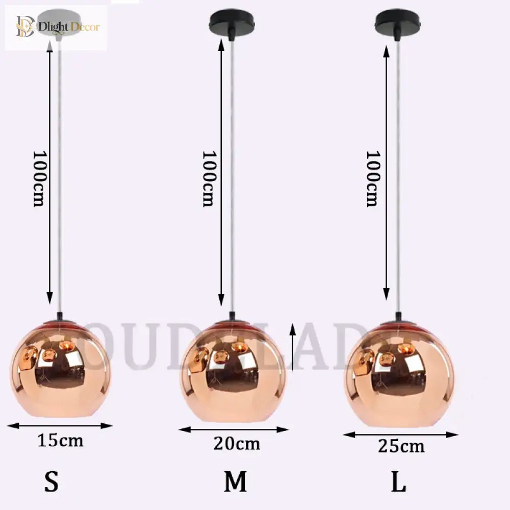 Vintage Loft Pendant Lights With Plated Copper Gold And Silver Accents - Glass Ball Hanging Lamp