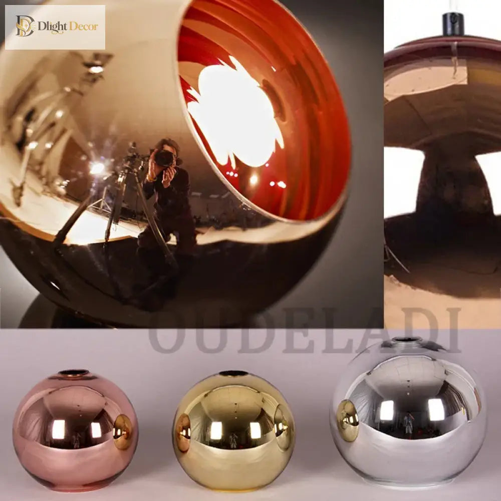 Vintage Loft Pendant Lights With Plated Copper Gold And Silver Accents - Glass Ball Hanging Lamp