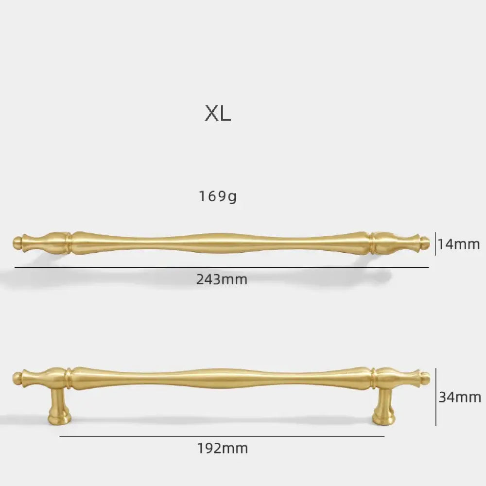 Gold Brass Cabinet Bar Handle – American Vintage Drawer Pull and Wardrobe Knob 243mm bar Handles