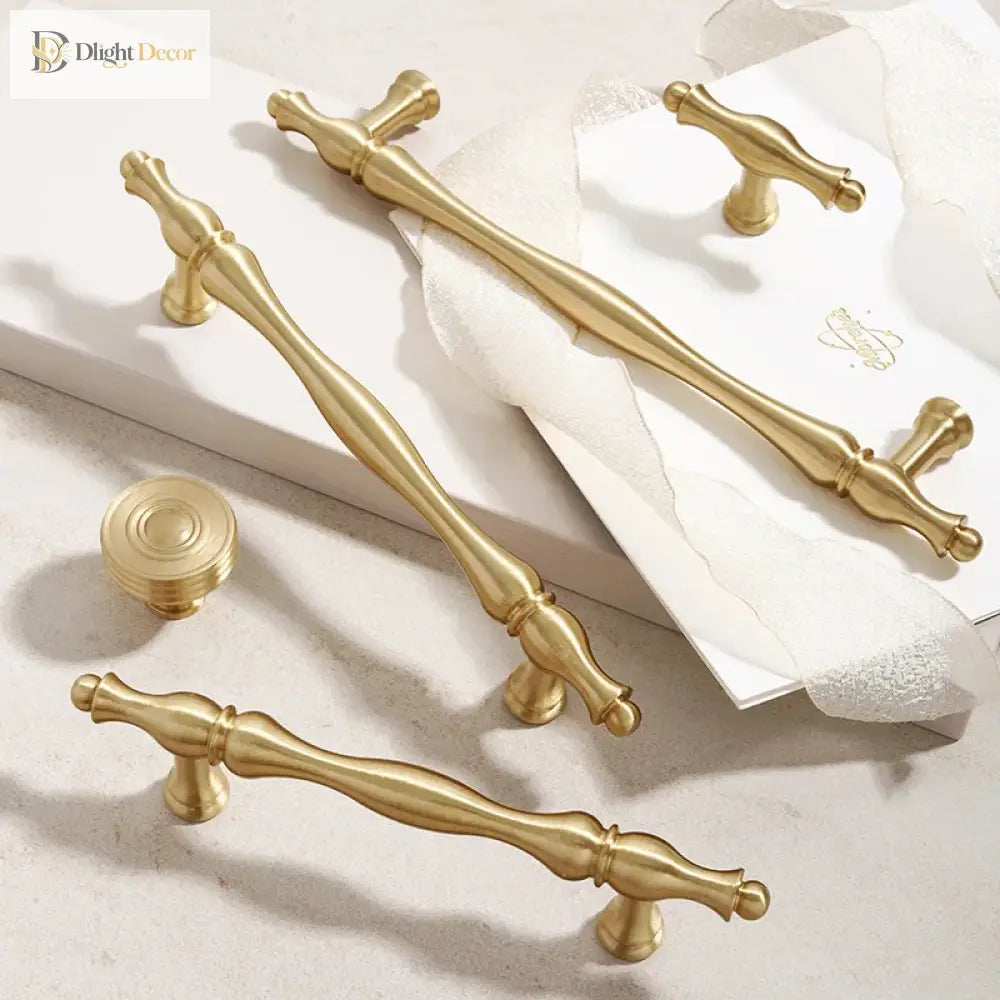Gold Brass Cabinet Bar Handle – American Vintage Drawer Pull and Wardrobe Knob Handles
