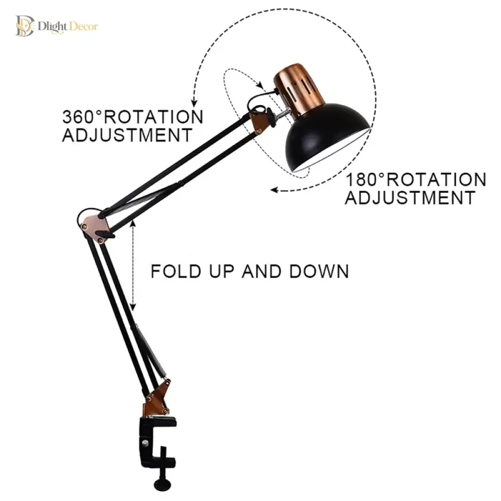 Ed Studio Desk Lamp - Vintage Portable Fixture With Clamp For Reading Writing And Study Table