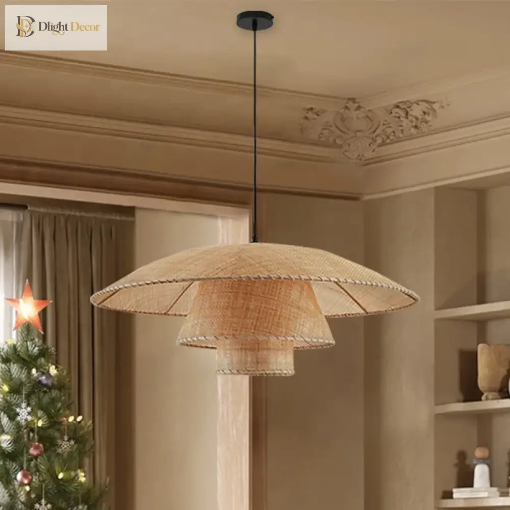 Retro Wabi - Sabi Rattan Pendant Light - Vintage Country Charm For Living Rooms Bedrooms Dining