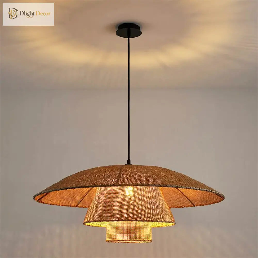 Retro Wabi - Sabi Rattan Pendant Light - Vintage Country Charm For Living Rooms Bedrooms Dining