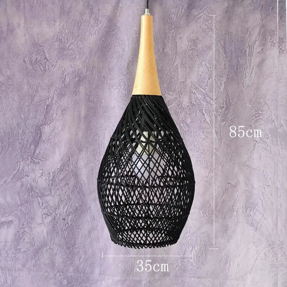 Wabi-Sabi Handwoven Rattan Pendant Light – style and size option 12