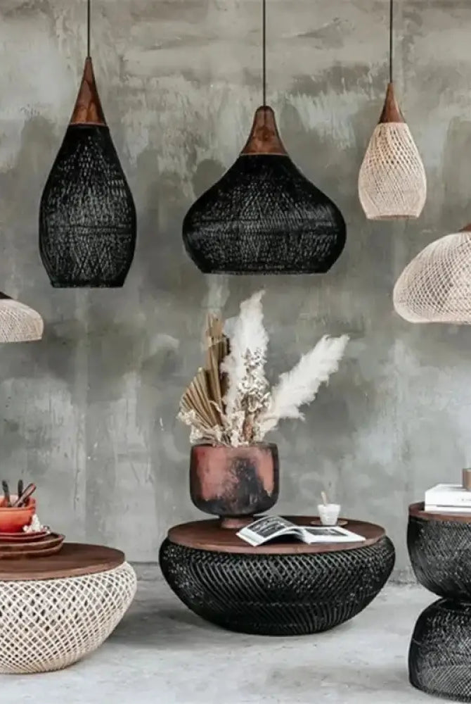 Wabi-Sabi Handwoven Rattan Pendant Light – product view 1