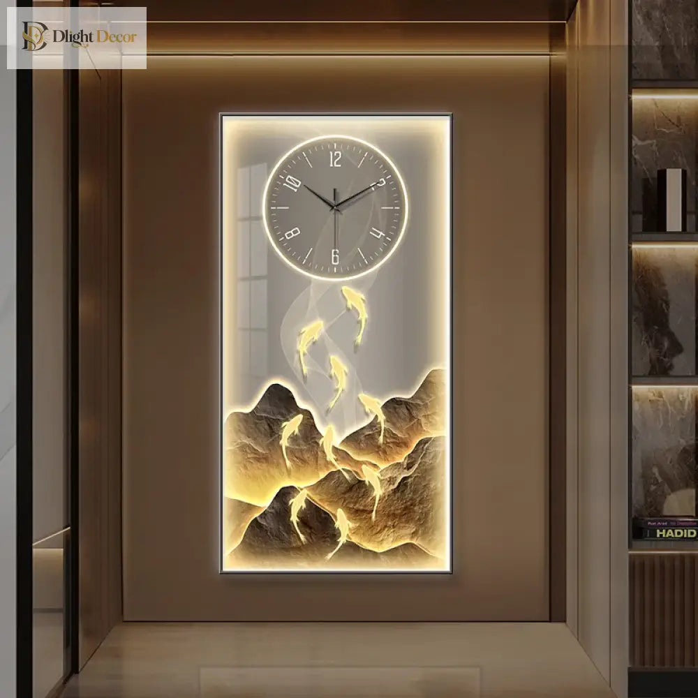 Dlight Decor Wall Clock Lamp with Crystal Glow Wall Art