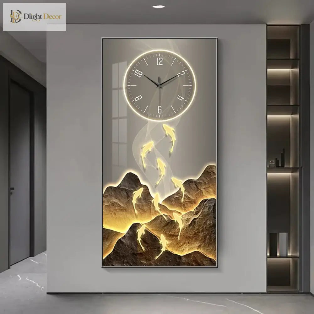 Dlight Decor Wall Clock Lamp with Crystal Glow Wall Art