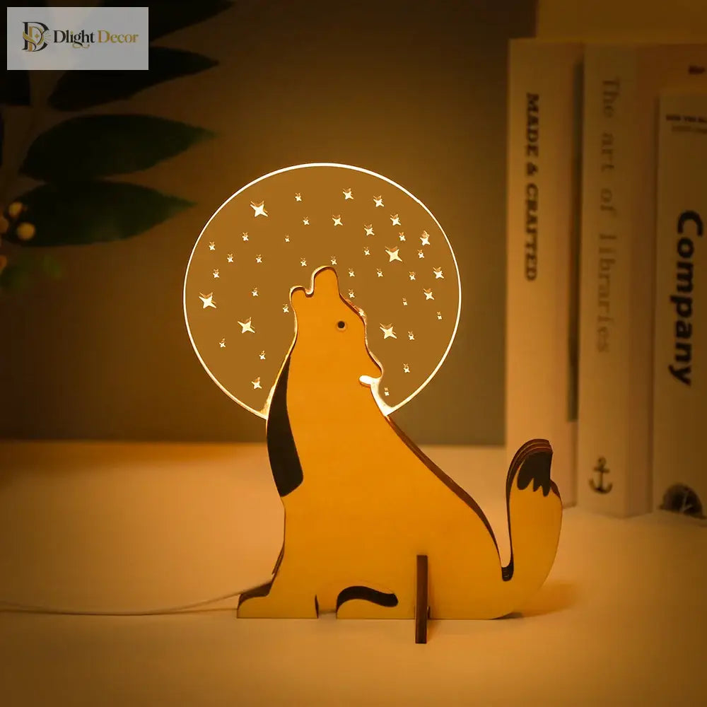 Wood And Acrylic Animals Led Night Light - Charming Decor For Children’s Bedrooms Table Lamp