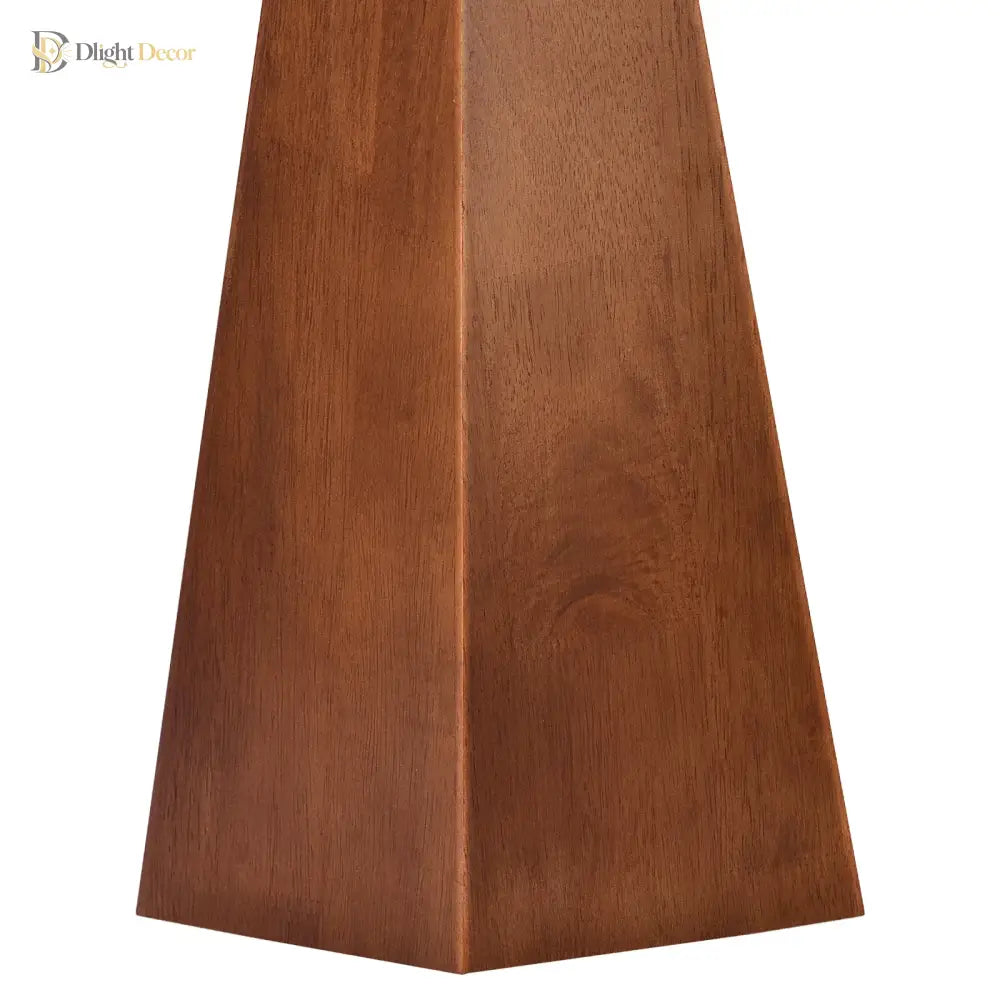 Tapered brown wooden lamp base with vertical grain pattern