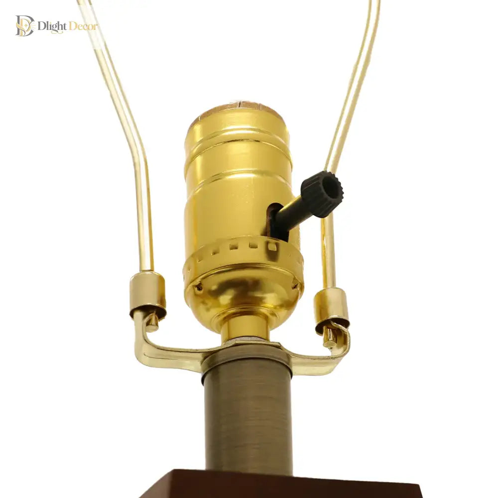 Gold lamp socket with two cords and black switch mount
