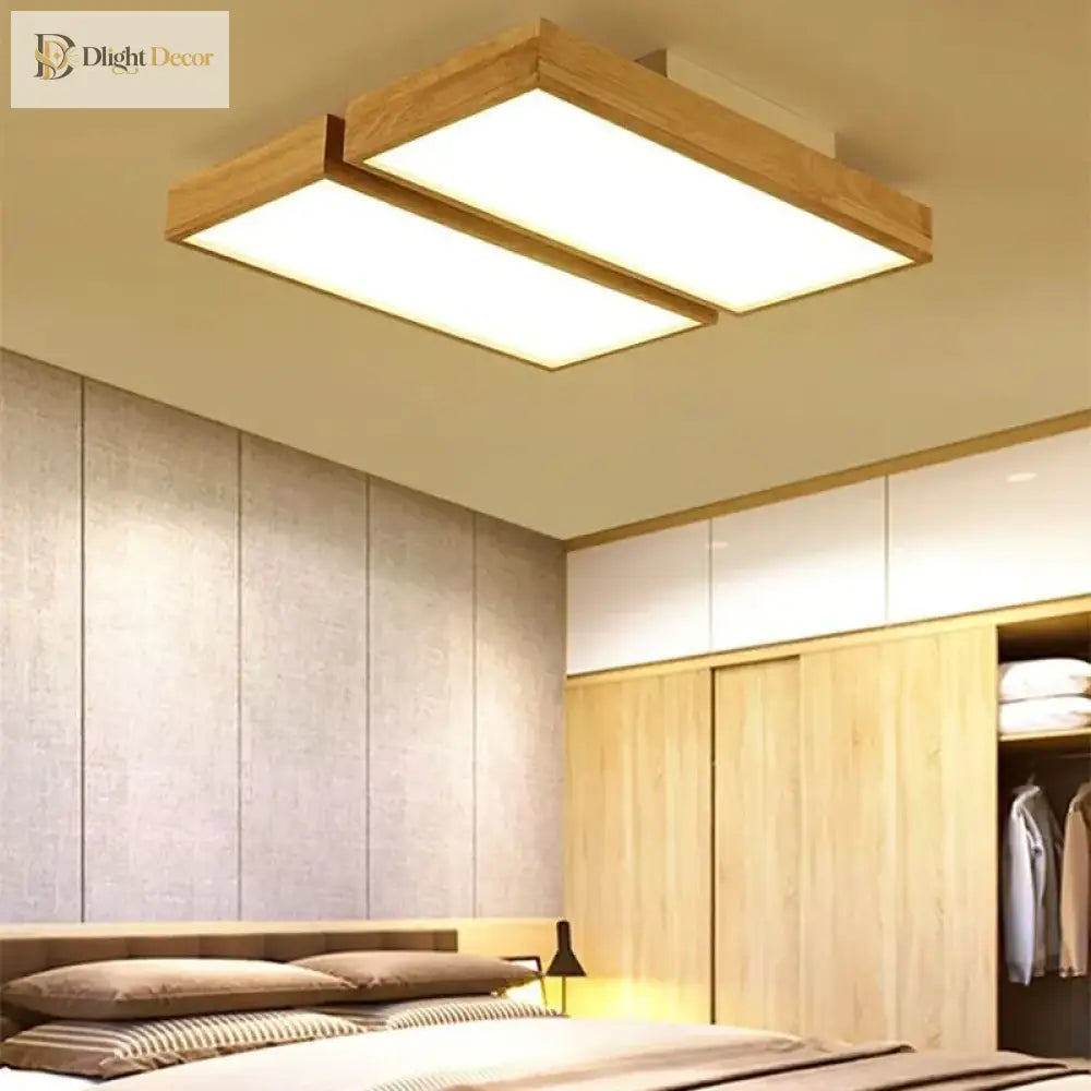 Wood Modern Minimalist Led Ceiling Lamp - Perfect For Bedroom Living Room Dining Kitchen And Study
