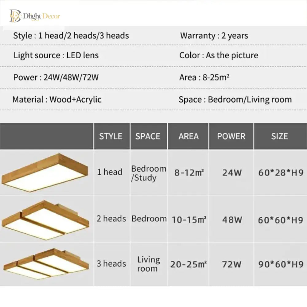 Wood Modern Minimalist Led Ceiling Lamp - Perfect For Bedroom Living Room Dining Kitchen And Study