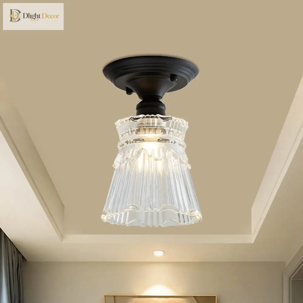 Ximena Industrial Wavy Glass Semi - Flush Mount Light