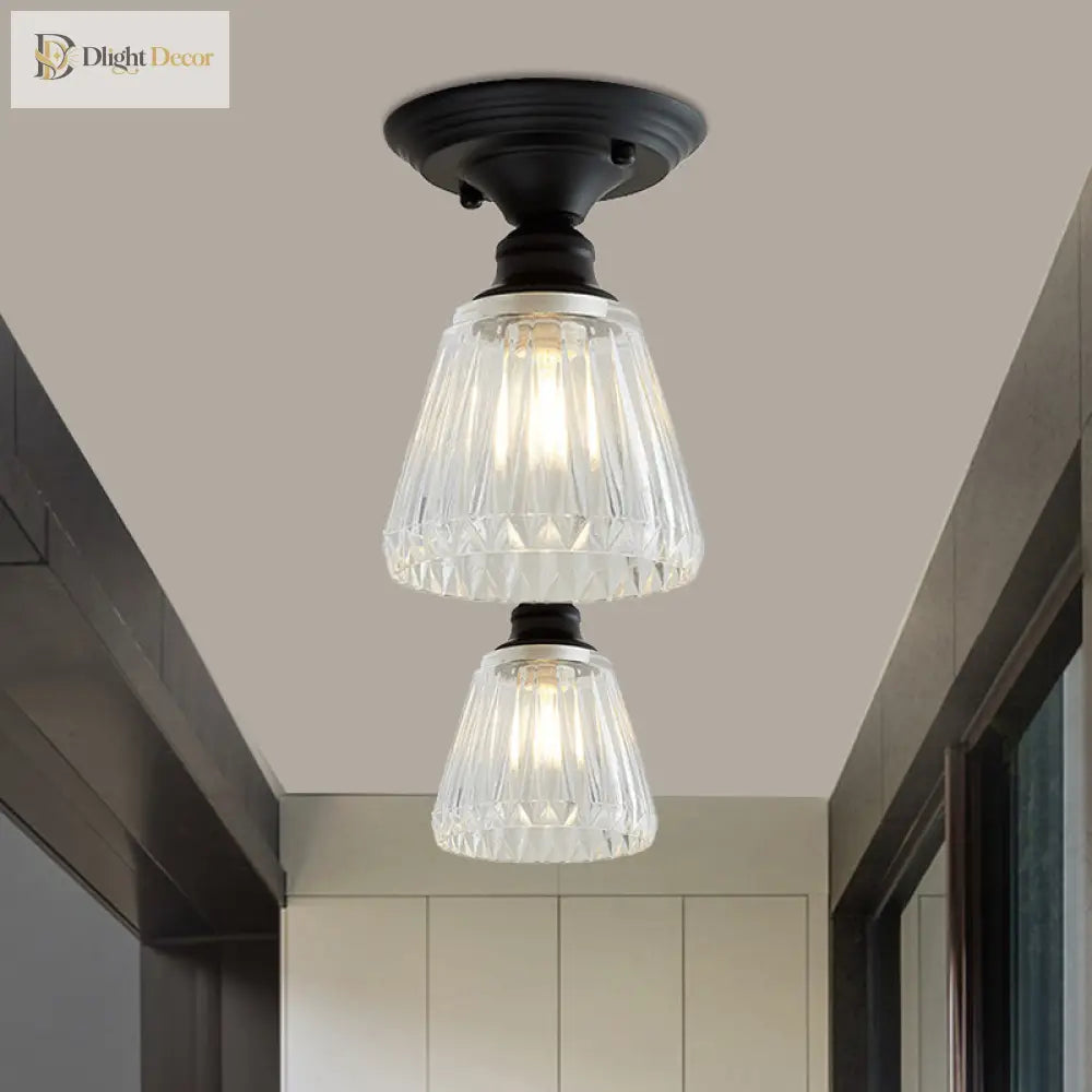 Ximena Industrial Wavy Glass Semi - Flush Mount Light