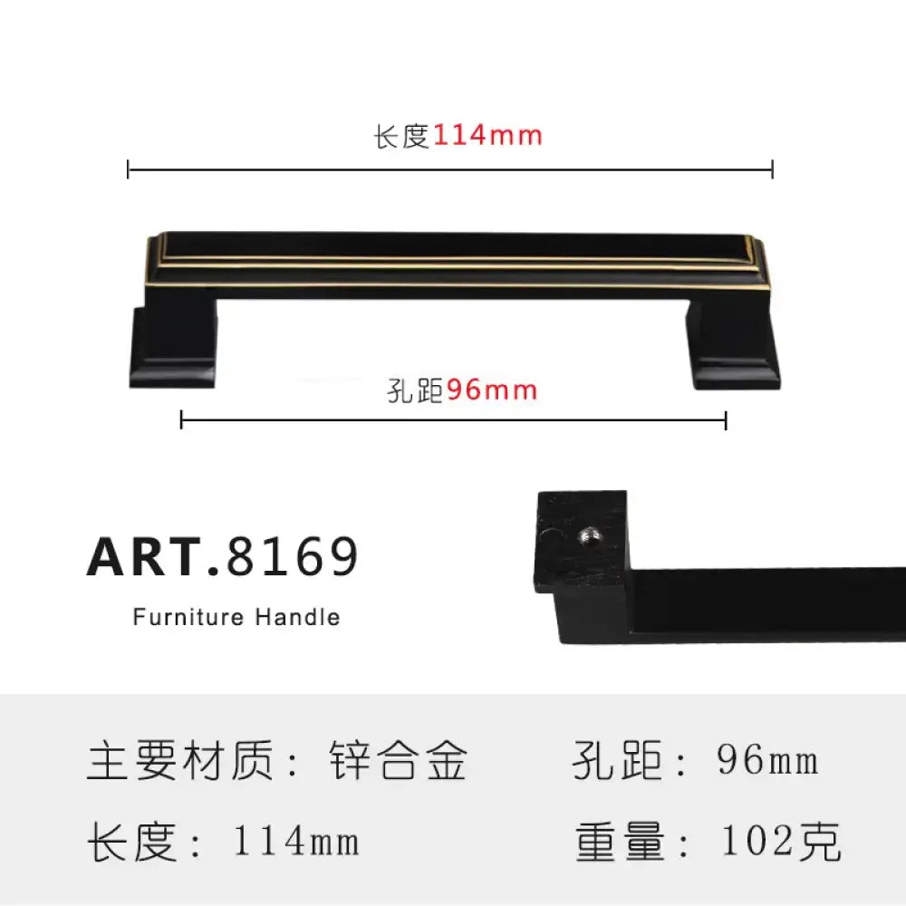 Zinc Alloy Solid Cabinet Door Handles – Modern Minimalist Knobs for Wardrobe and Kitchen Furniture 8169-96 Handles