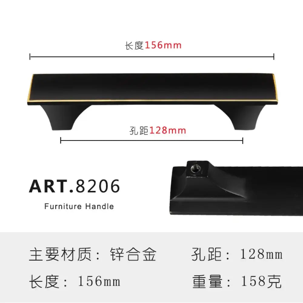Zinc Alloy Solid Cabinet Door Handles – Modern Minimalist Knobs for Wardrobe and Kitchen Furniture 8206-128 Handles