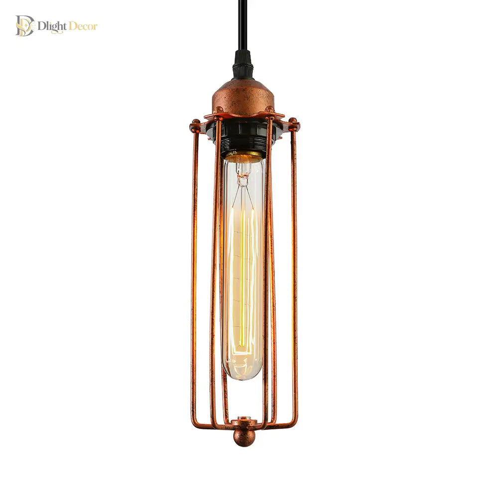 Zoe Vintage Industrial Pendant Light With Dark Rust Finish