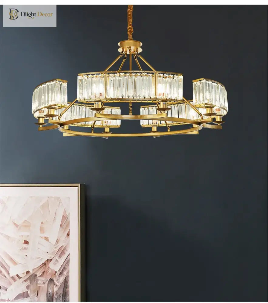Zoe’s K9 Crystal Modern Glass Chandelier - Copper Luxury Hanging Lamp Chandelier