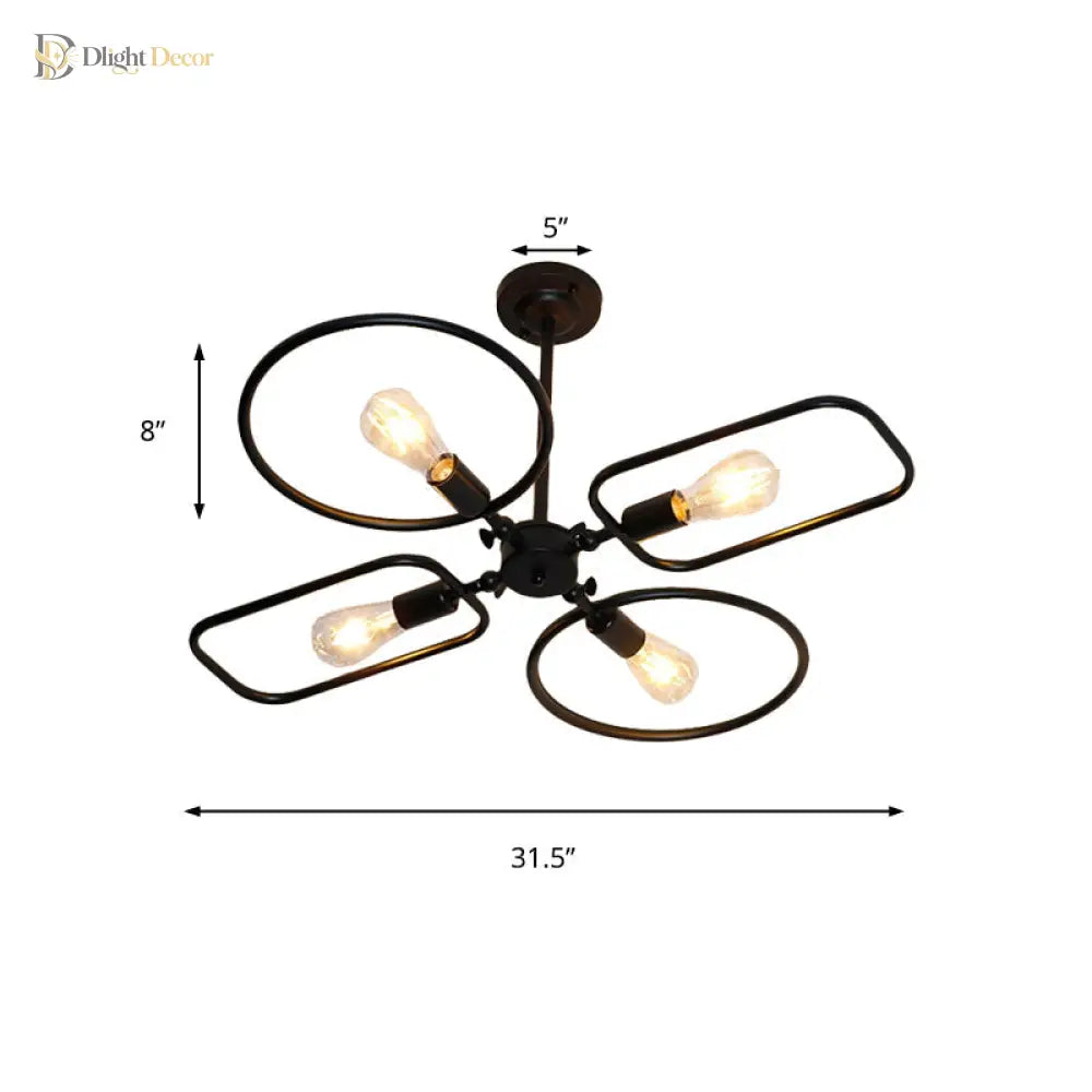 Zoey Modern Illumination: 4 - Light Black Ceiling Lamp