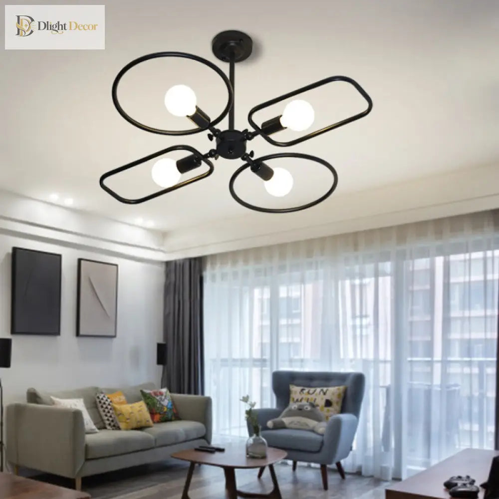 Zoey Modern Illumination: 4 - Light Black Ceiling Lamp