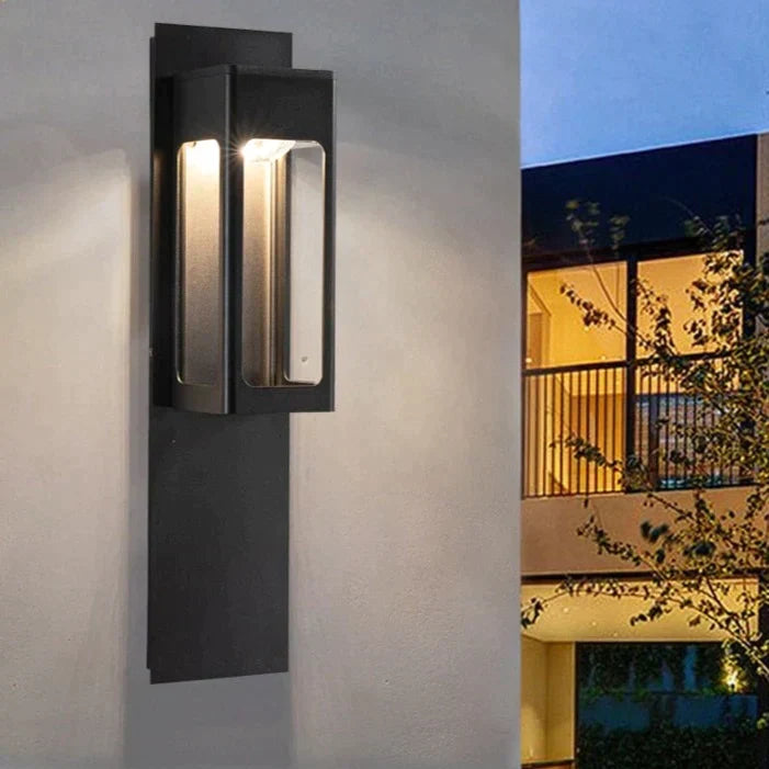 IP67 waterproof outdoor LED wall light with motion sensor on a garden wall