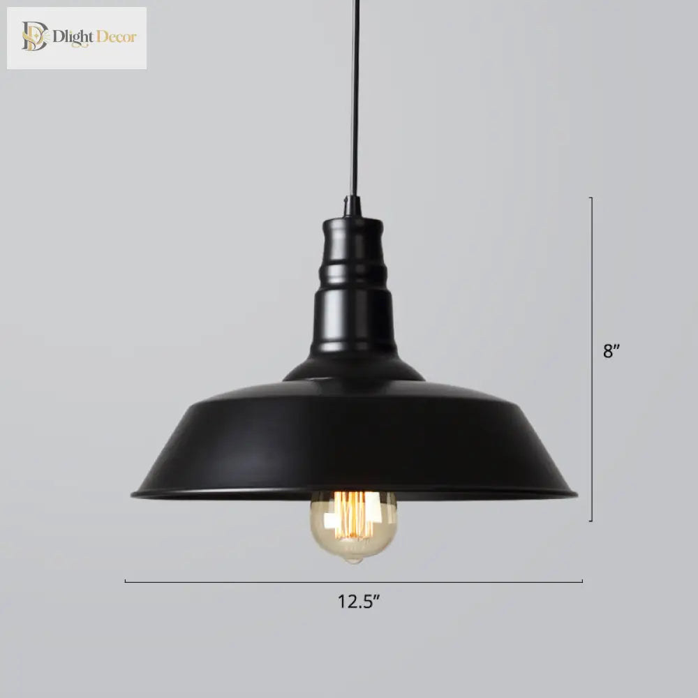 Industrial Iron Pendant Light (1 - Light) - Choose Your Size And Finish
