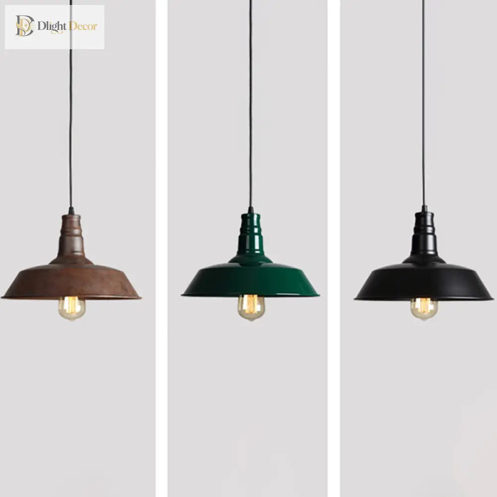 Industrial Iron Pendant Light (1 - Light) - Choose Your Size And Finish