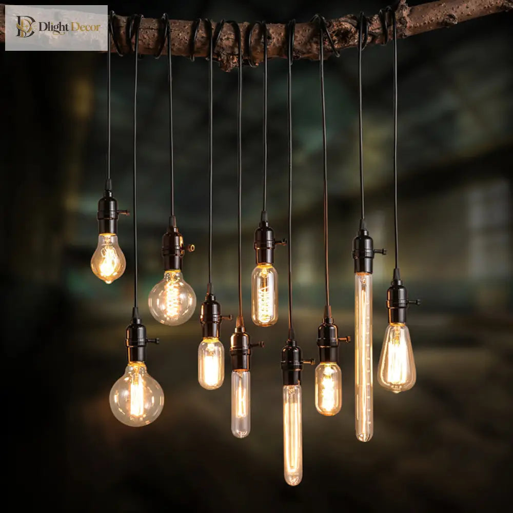 Vintage 1 - Light Black Metal Suspended Cord Pendant For Restaurant Lighting