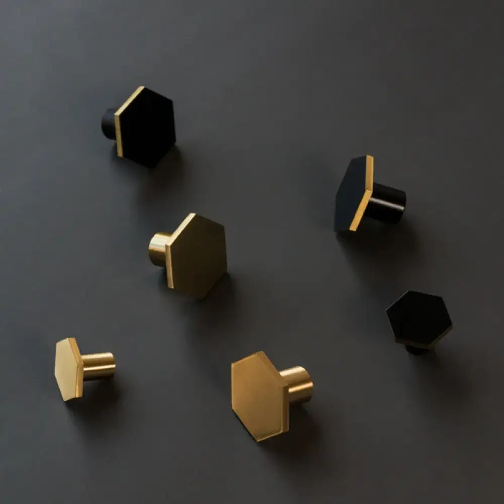 1 Piece - Mini Hexagon Gold Drawer Knob – Luxury Zinc Alloy Single Hole Handle for Cabinets and Doors knob