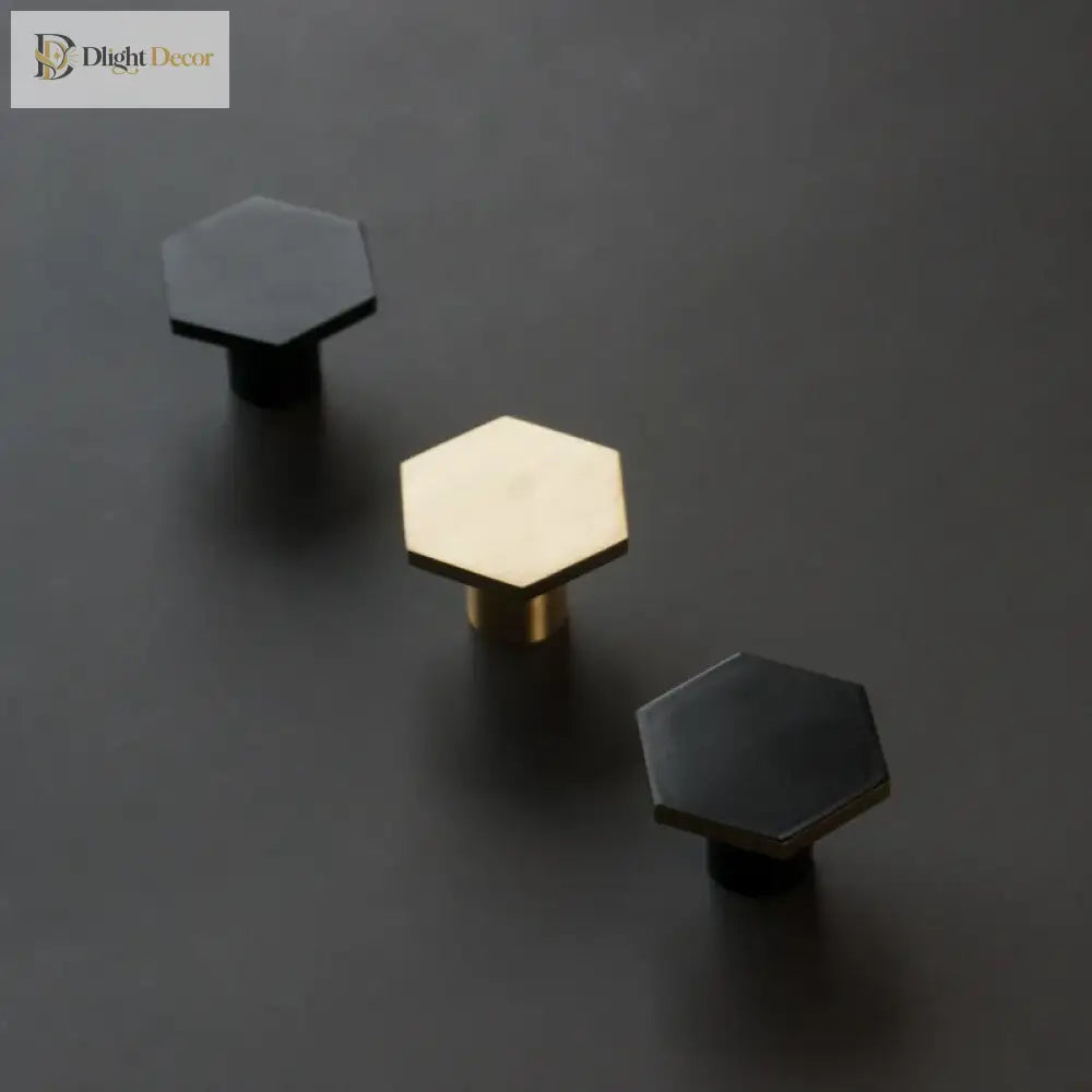 1 Piece - Mini Hexagon Gold Drawer Knob – Luxury Zinc Alloy Single Hole Handle for Cabinets and Doors knob