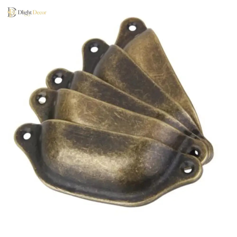 10Pcs Retro Antique Brass Shell Pull Handles – Vintage Kitchen Drawer and Cabinet Knobs 10pcs Door Pull