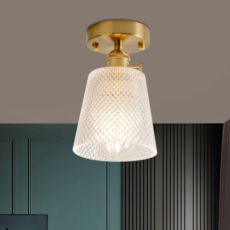 Industrial Chic Meets Modern Versatility: The Clear Glass Single - Light Gold Ceiling Light