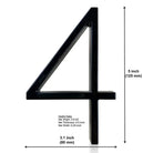 125mm 3D Black Zinc House Numbers – Arabic Numerals with Floating Doorplate Holder 4 / 125MM Brass Letters