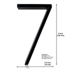 125mm 3D Black Zinc House Numbers – Arabic Numerals with Floating Doorplate Holder 7 / 125MM Brass Letters