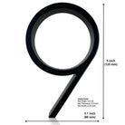 125mm 3D Black Zinc House Numbers – Arabic Numerals with Floating Doorplate Holder 9 / 125MM Brass Letters